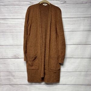 Madewell Long Cardigan Sweater Alpaca Wool Blend Women's Size Small Brown
